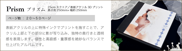 25cmスクエアサイズアクリル3Dプリント加工ウェディングアルバム　プリズム